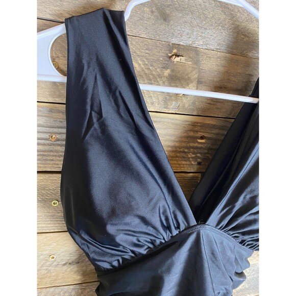 Black One-Piece Women's Size L Swimsuit Nylon Spandex Padded - Picture 2 of 10